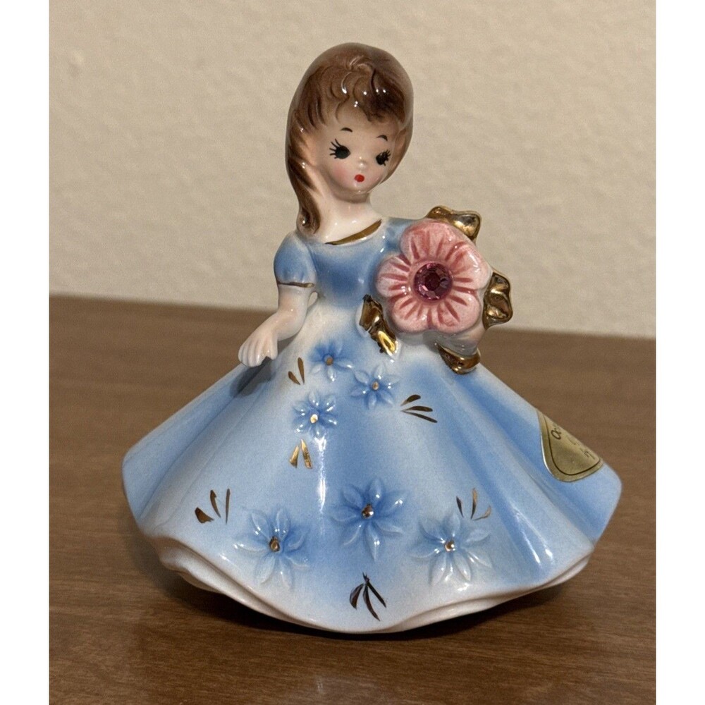 Vintage Josef Originals Girl of Month October Girl Figurine 4"